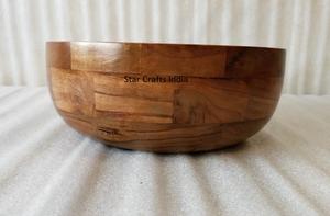 Cuenco de madera de Acacia Natural con esmalte impreso en el interior, venta al por mayor, para comida y ensalada con servicio s - Product Image 5