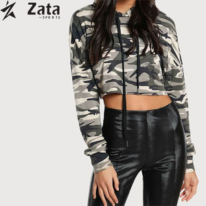 New Style Women's Autumn Casual Knitted Hooded Crop Hoodie 100% Cotton Anti-Pilling Eco-Friendly Custom Front Logo Streetwear - Product Image 5