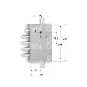 VERROUILLAGE DOUBLE CARTE art. 808 4 tours et loquet Zinc plaqué 5 clés art. 390090 1 clé pour loquet et les deux premiers tours Tiges - Product Image 1