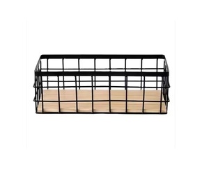 Panier de rangement simple en fil de métal noir blanc pour cuisine salle de bain salon - Product Image 3