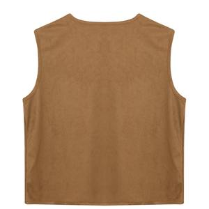 เสื้อกั๊กวินเทจแบบเต็มตัวของผู้ชายเสื้อกั๊กแบบเปิดด้านหน้าทรงหลวมทำจากหนังกลับแท้แท้แท้แบบสั่งทำ - Product Image 5