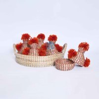 Meilleur choix de plateau en jonc de mer avec ensemble de paniers Bolga colorés organisateur de stockage tissé pour Ramadan Eid cadeaux paniers décoration de la maison