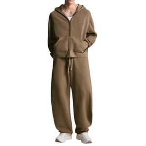 Conjunto de Sudadera con Capucha y Pantalones Deportivos Holgados Casuales Transpirables de 340 g/m², Unisex, de Felpa de Algodón - Product Image 4