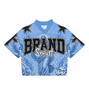 Boxy Fit Maillot de hockey sur glace graphique vintage à épaules tombantes en maille personnalisée Maillot de football rétro américain en polyester - Product Image 6