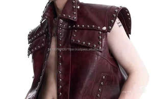 Veste en cuir à rivets de style industriel personnalisé, pantalon en cuir de style punk pour moto, costume pour homme, OEM & ODM - Product Image 5