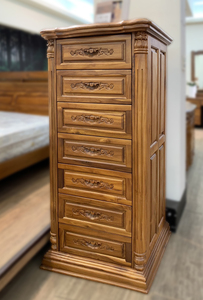 Cómoda de Madera de Teca Tallada a Mano de Estilo Europeo Real con 7 Cajones para Almacenamiento en el Dormitorio - Product Image 3
