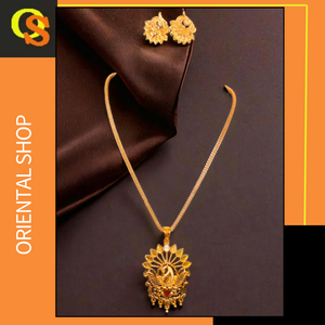 ชุดต่างหูสร้อยคอพร้อม22Ct ชุดต่างหูสร้อยคอชุบทองทันสมัยชุดสำหรับผู้หญิง - Product Image 2