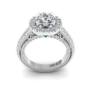 Oferta Especial Diamante Redondo Chapado en Oro 925 Conjunto de Halo de Plata Anillo de Compromiso Solitario Moda de Lujo Para Mujeres Al Mejor Precio - Product Image 3