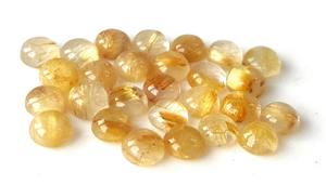 อัญมณีทรงหลวมหลังแบนราบ3-9มม. สีทองรูไทล์ธรรมชาติสำหรับการทำเครื่องประดับ - Product Image 4