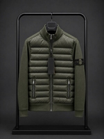 Blouson d'hiver hybride de luxe pour homme, matelassé, coupe bomber, col montant, fermeture éclair intégrale, chaud et coupe-vent pour le froid