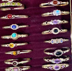 Traditional Gold and 925 <b>Sterling</b> <b>Silver</b> <b>Cuff</b> <b>Bracelets</b> With Corals Diamonds Pearls Stone Set Jewelry for Gifts - Product Image 4