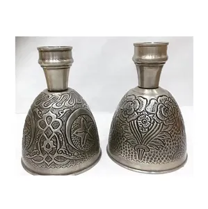 Brass Vases Farida Premium Quality Unique Design Hot Sale Egyptian Hookah Hammered Farida Oxidized Gold and Silver Vase