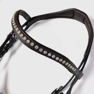 บังเหียนม้าหนังแท้แบบดึงด้านข้าง - สีดำ ปักโลโก้ตามสั่ง - Product Image 6