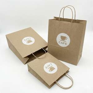 Bolsa <span class=keywords><strong>de</strong></span> Compras <span class=keywords><strong>de</strong></span> Papel Kraft Blanca <span class=keywords><strong>y</strong></span> Marrón con Asas Retorcidas e Impresión <span class=keywords><strong>de</strong></span> Logotipo - Product Image 4