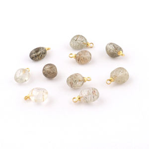 Recién llegado, rutilo verde natural de caída suave, diy, conector colgante de fianza única, conectores de fabricación perforados con parte superior chapada en oro de latón - Product Image 4