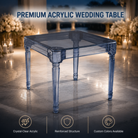 Ensemble de tables de bar personnalisables en acrylique/verre cristal, directement de l'usine, pour événements extérieurs, salle à manger, salon, restaurant, mobilier