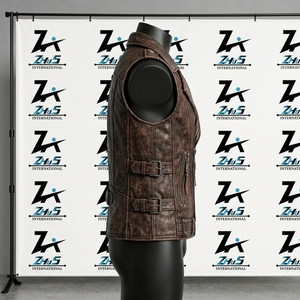 Hot Sale Stylish New Design High Quality <b>Leather</b> <b>Biker</b> <b>Vest</b> Winter Motorcycle Motorbike Outerwear Men Waterproof - Product Image 3
