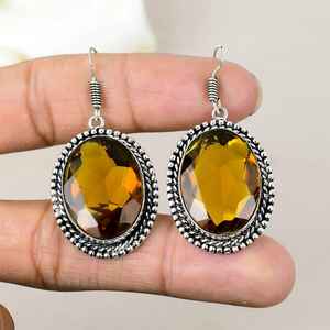 Elegantes pendientes de gota de Plata de Ley 925 hechos a mano, piedras preciosas de citrino amarillo brillante, joyería elegante para mujeres y niñas, regalos para fiestas - Product Image 2