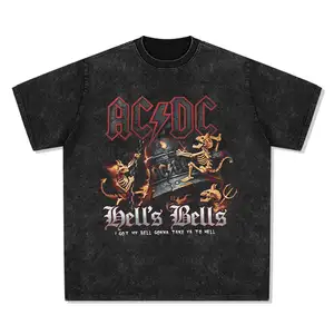 Ac/Dc Gedrukt T-Shirt Zomer Casual Katoenen Fabriek Met Korte Mouwen Op Maat Te Kopen Dtg T-Shirt