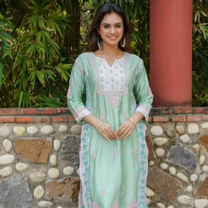 Mới Nhất Thiết Kế Ưa Thích Salwar Kameez Phù Hợp Với Phụ Nữ Tinh Khiết Cotton Giản Dị Lễ Hội Mặc Đơn Giản Chikankari <span class=keywords><strong>Kurtis</strong></span> Ngọt Giá Thấp - Product Image 1