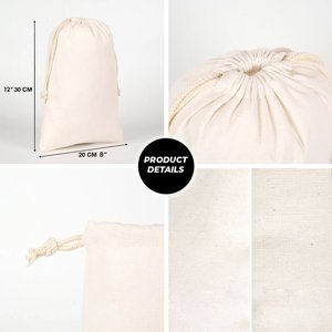 Custom Logo Cotton Drawstring <b>Pouch</b> 12 X 16\" <b>Laminated</b> 4 oz for Clothing Watches Packaging and Dust with Embroidery Logo - Product Image 4