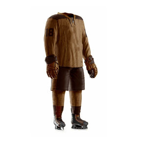 custom ice hockey uniform brown retro style jersey shorts set breathable <b>padded</b> teamwear - Product Image 2
