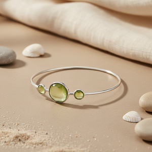 "<b>Fine</b> 925 Silver Peridot <b>Bangle</b> Bracelet for Women's Elegant Gemstone Jewelry" - Product Image 3