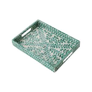 Élégant plateau de service d'incrustation en nacre, plateau de laque, plateau d'incrustation florale, plateau de serpillière pour exposition de fruits et décoration intérieure, vente en gros - Product Image 1