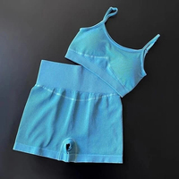 Conjunto Deportivo de Yoga para Mujer, Talla Grande, Cintura Alta, Sin Costuras, con Tirantes Cruzados, Transpirable y de Secado Rápido