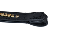 Bandeau de luxe en cristal pour cheval, fait main, avec strass et détails dorés, accessoire de bridon pour chevaux de dressage et de concours