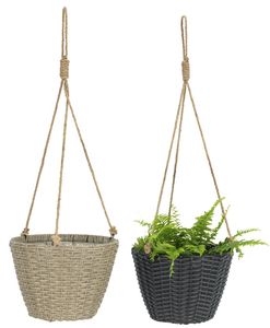 Poly <b>Rattan</b> Handmade Hanging <b>Planters</b> with Handle Eco-Friendly Home Storage Organizer for Plants Laundry Fruit - Product Image 1