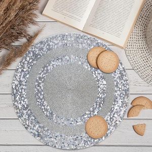 Elegant Circle <b>Beaded</b> <b>Placemat</b> for Dining Table Wedding Reception New Year Parties-Perfect Match for Mats & Pads - Product Image 4