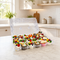Boîtes à cupcakes en plastique, 24 unités, empilables, transparentes, en PET, type blister