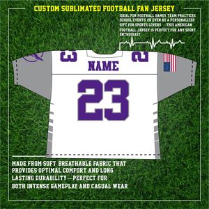 เสื้อฟุตบอลอเมริกันแขนสั้นพิมพ์ลายพิมพ์ซับลิเมชันออกแบบได้ตามต้องการโลโก้แบบตามสั่ง - Product Image 3