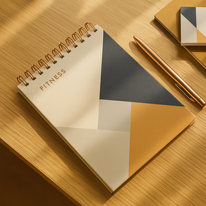 LABON A5 verticale Fitness Planner copertura a blocchi geometrica lamina d'oro rosa e doppio filo rilegatura diario di allenamento per obiettivi quotidiani - Product Image 4