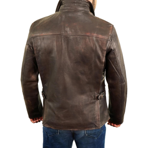 Blouson Bomber Homme TRADEEM SPORTS en Cuir Véritable Coupe Slim Col Montant Logo Avant Imperméable Coupe-Vent Respirant Décontracté - Product Image 4