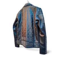 Nouveautés : Blouson Bomber en Laine Imprimé avec Strass, Style Biker Rock Punk, Clouté, Taille Plus pour Femme, Coupe-Vent et Respirant