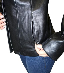 Chaqueta de Motociclista de Piel de Oveja Auténtica para Mujer, de la Mejor Calidad, con Estampado, Cuello Camisero, Corte Ajustado, Transpirable, Impermeable, con Cremallera - Product Image 6