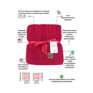 Châle de canapé en tricot tricoté Cuo, couverture pour enfants Cuo Rouge-130x150 - Product Image 2
