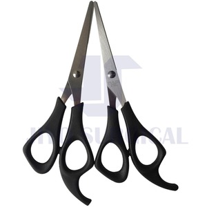 Economical Barber Scissor 7" Razor <b>Edge</b> With Black <b>Plastic</b> Handle, Satin Finished - Product Image 4