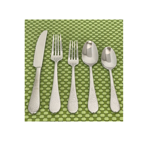 Produit tendance Cuillère et fourchette en acier inoxydable Ensemble de couverts Argenterie Couverts Design martelé acier miroir - Product Image 2