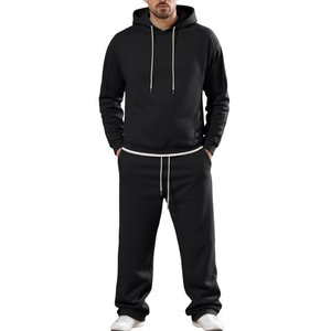 Chándales para hombre Sudaderas con capucha de color sólido Pantalones holgados 2 piezas Trajes de sudor de gimnasio Correr Jogging Otoño Invierno - Product Image 4