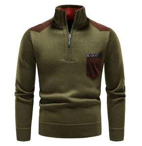 Nouveau pull en tricot pour homme, automne-hiver, tricot à manches longues, col roulé, fermeture éclair, pull-over pour homme, vêtements d'extérieur - Product Image 4