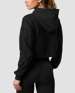 Sweat-shirt à capuche court pour femme, tendance, en gros, sur mesure, couleur unie, streetwear décontracté, OEM et ODM disponibles - Product Image 3