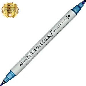 [KURETAKE] Kuretake Zig ikiz ucu işaretleyici temiz renk F metalik, mavi (TCS-8000-125) (5 adet) renkli kalemler ince kalem ucu fırça mar