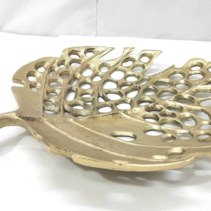 Designer Gold Plated Aluminum Leaf Trays Stylish Fruit And <b>Serving</b> Tray <b>Set</b> of 2 At Cheap Price - Product Image 1