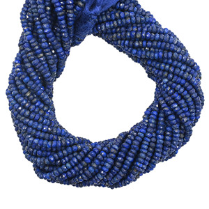 Perles de pierres précieuses en Lapis Lazuli bleu facetté, forme Rondelle 3-4mm, brin de 13 pouces, Pierre de naissance de septembre, Signe du zodiaque Sagittaire Vierge - Product Image 2