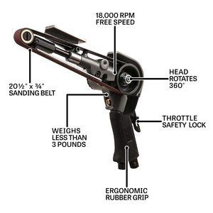 Mini ponceuse pneumatique à bande 18000 tr/min, 3/4'' x 20-1/2'' - Product Image 4