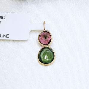 Unique naturel à facettes coupe multi tourmaline 18k or jaune fait à la main femmes GIA certifié fête pendentif bijoux pour la vente en gros - Product Image 3