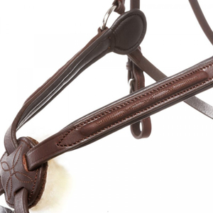 Nosebanda de brida mexicana de caballo ecuestre con accesorios Sier de acero inoxidable acolchados suaves ajustables en ambos lados hechos de cuero - Product Image 5
